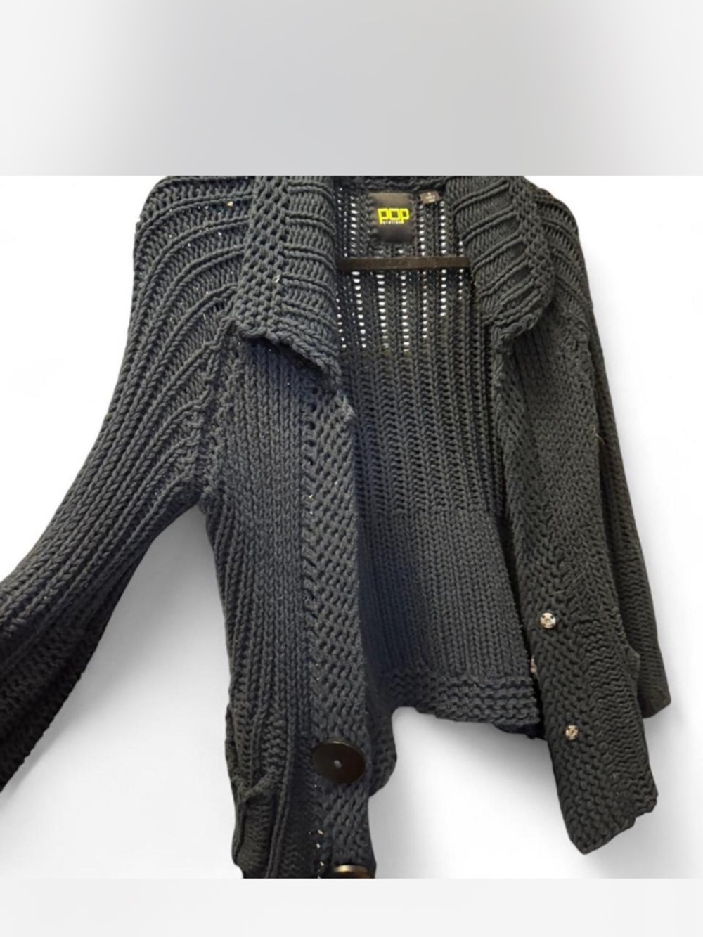 POP Black Chunky Knit Cardigan